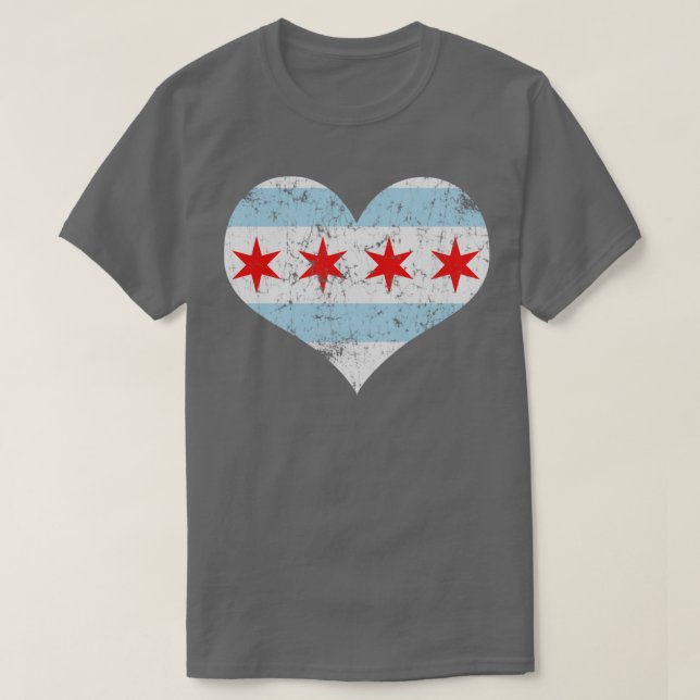 Chicago Heart Flagga Kärlek Home City T Shirt (Design framsida)
