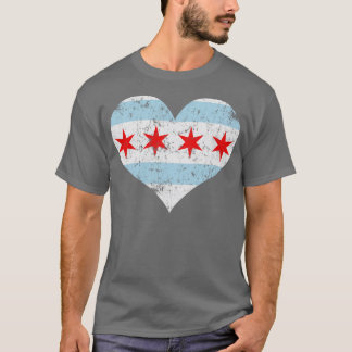 Chicago Heart Flagga Kärlek Home City T Shirt