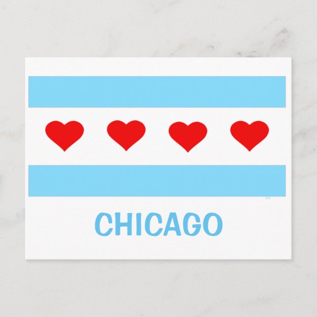 Chicago Heart Flagga-vykort Vykort (Framsida)