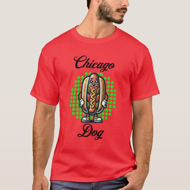 Chicago Hett hund Retro Pop Art T Shirt (Framsida)