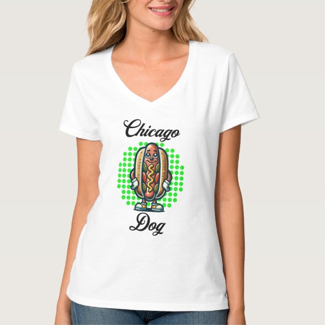 Chicago Hett hund Retro Pop Art T Shirt (Framsida)
