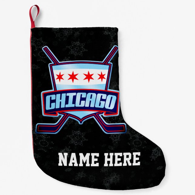 Chicago Hockey Flagga jul Stocking, Customize Liten Julstrumpa (Framsidan)