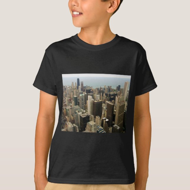 Chicago horisont från det Sears nu Willis torn Tee Shirt (Framsida)