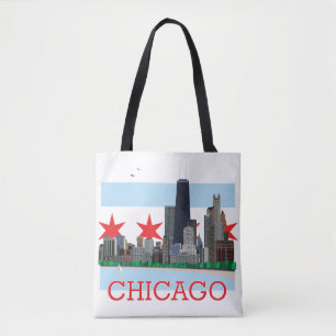 Chicago horisont- och stadsflagga tygkasse