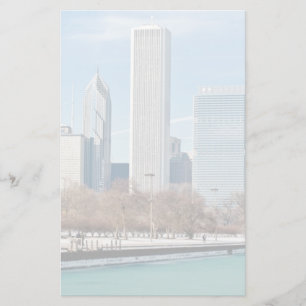 Chicago horisont över djupfryst Lake Michigan Brevpapper