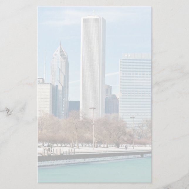 Chicago horisont över djupfryst Lake Michigan Brevpapper (Framsida)
