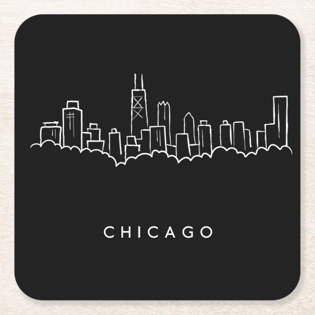 Chicago horisont underlägg papper kvadrat (Framsidan)