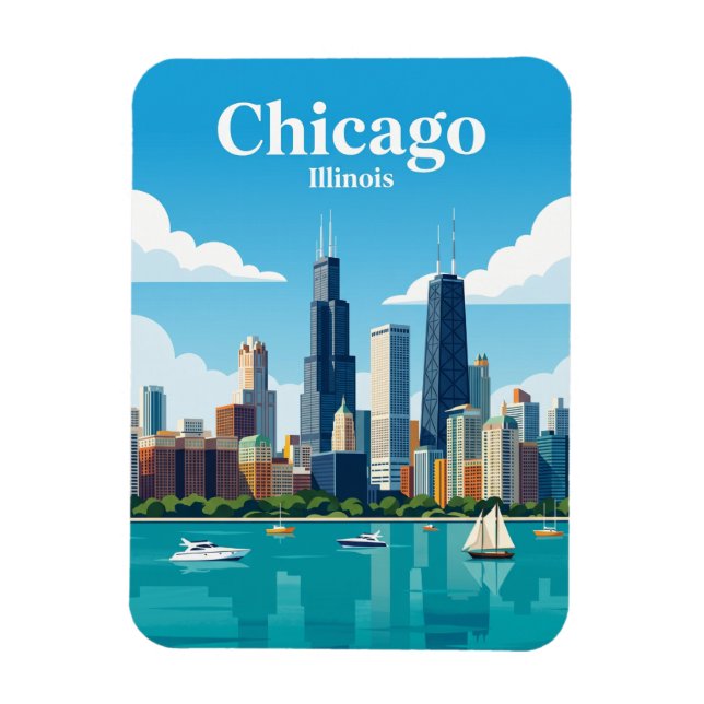 Chicago horisont USA Magnet (Vertikal)