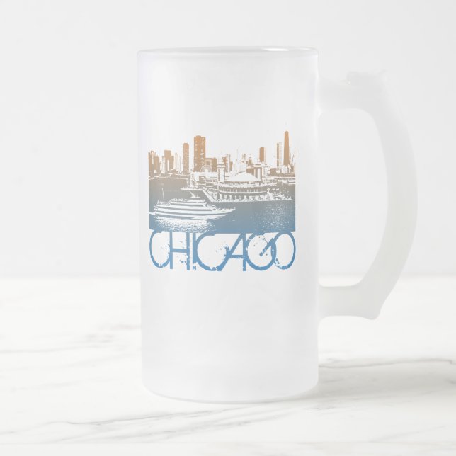 Chicago horisontdesign frostat ölglas (Höger)