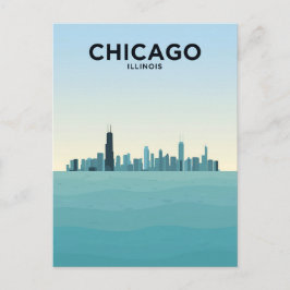 Chicago horisonten över Lake Vykort