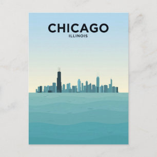 Chicago horisonten över Lake Vykort