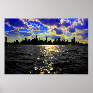 Chicago horisontsolnedgång poster