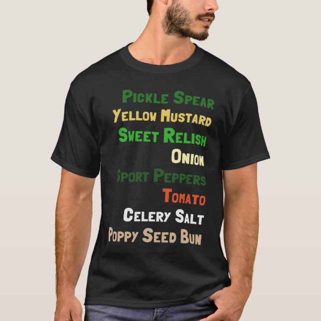 Chicago Hot Dog Ingredients T Shirt (Framsida)