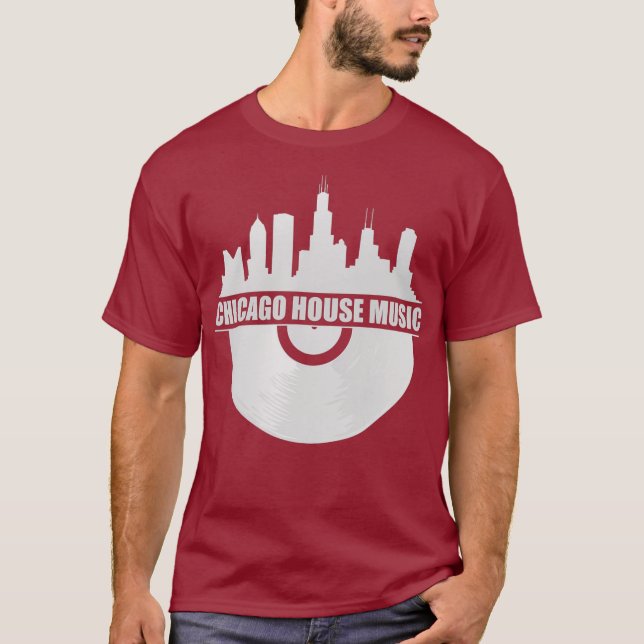 Chicago House Music Chicago Skyline EDM DJ House T Shirt (Framsida)