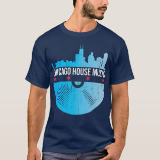 Chicago House Music - Skyline Vinyl Record Dj Rave T Shirt