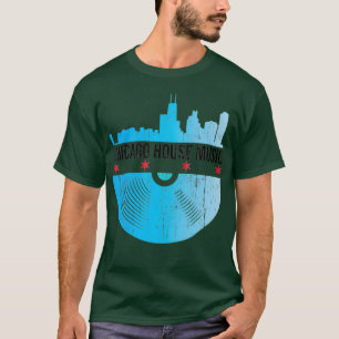 Chicago House Music - Skyline Vinyl Record DJ T Shirt