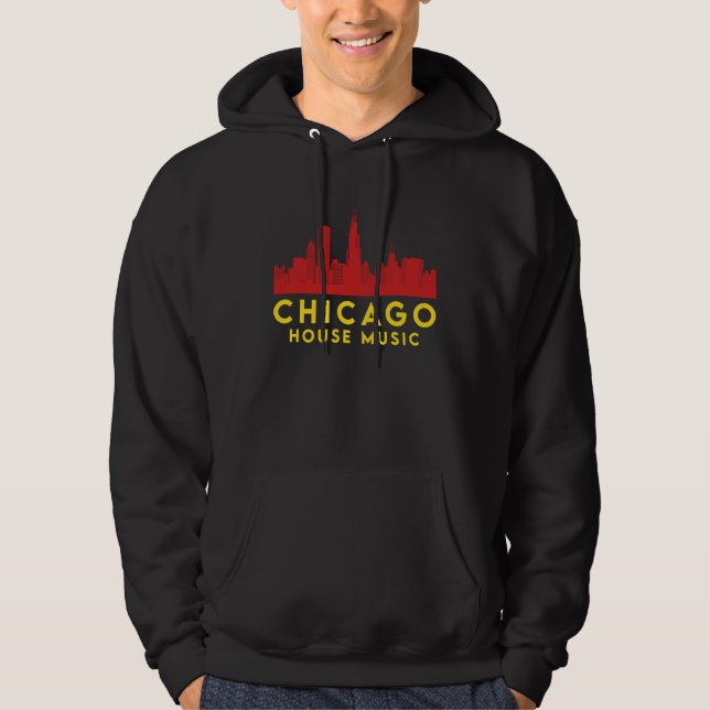 Chicago House Music Vinyl Dj Raver Flag Skyline Ap Hoodie (Framsida)
