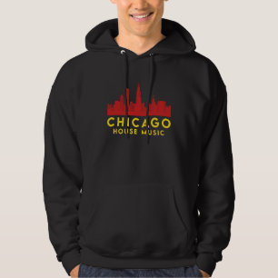 Chicago House Music Vinyl Dj Raver Flagga Skyline Hoodie