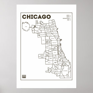 Chicago 'Huvas Karta Bold Star Poster