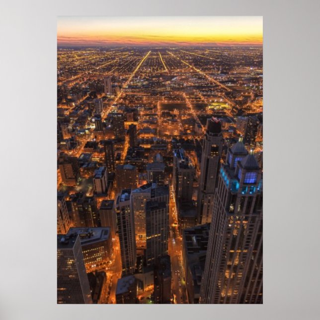 Chicago i centrala staden i sunset poster (Framsidan)