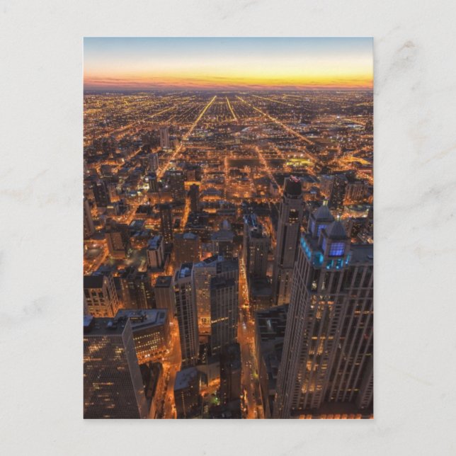 Chicago i centrala staden i sunset vykort (Framsida)