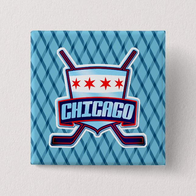 Chicago Ice Hockey Flagga Knapp (Framsida)
