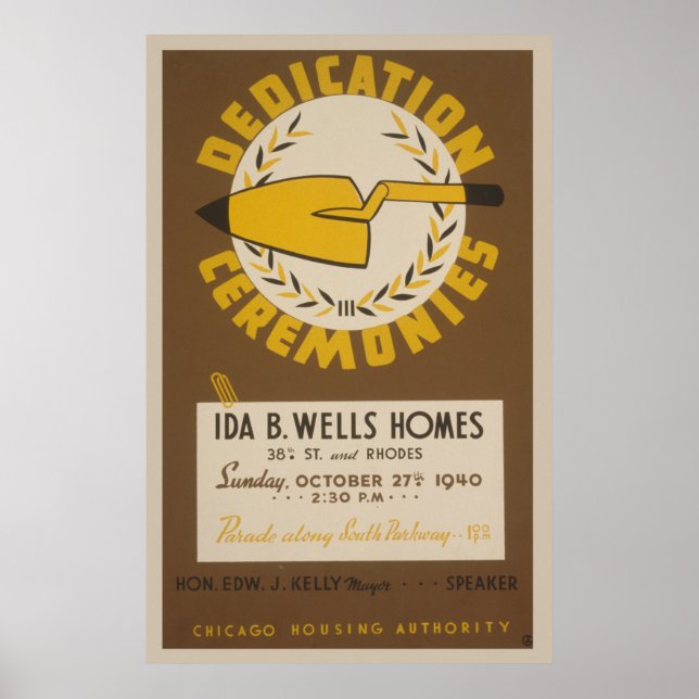 Chicago Ida B Wells Dedication WPA Vintage affisch (Framsidan)