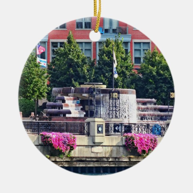 Chicago IL - Centennial Fontän Closeup Julgransprydnad Keramik (Framsidan)