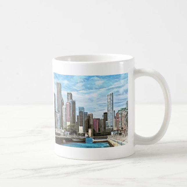 Chicago IL - Chicago Harbour Sluss Kaffemugg (Höger)