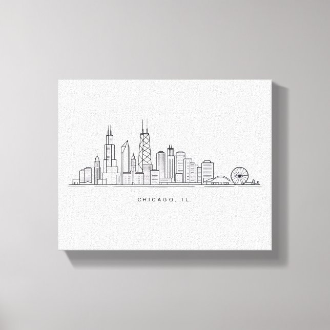 Chicago IL Cityscape Illustration Canvastryck (Framsida)
