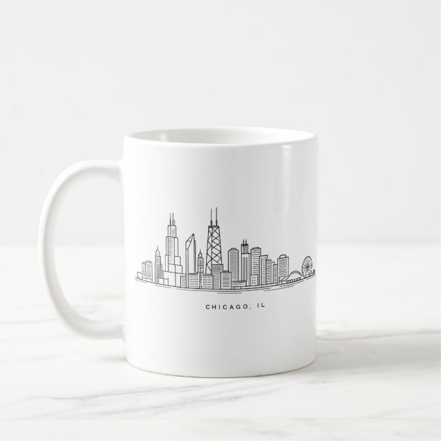 Chicago IL Cityscape Illustration Kaffemugg (Vänster)
