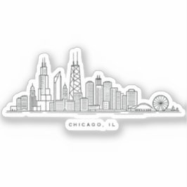 Chicago IL Cityscape Illustration Klistermärken