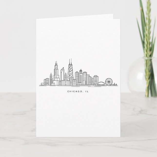 Chicago IL Cityscape Illustration Kort (Framsida)