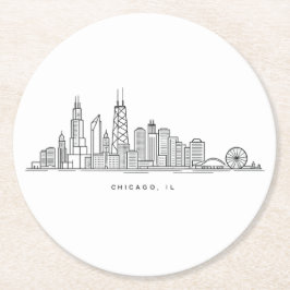 Chicago IL Cityscape Illustration Underlägg Papper Rund