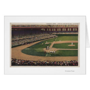 Chicago, IL - Comiskey Park, Home Plate, Basebal Hälsningskort