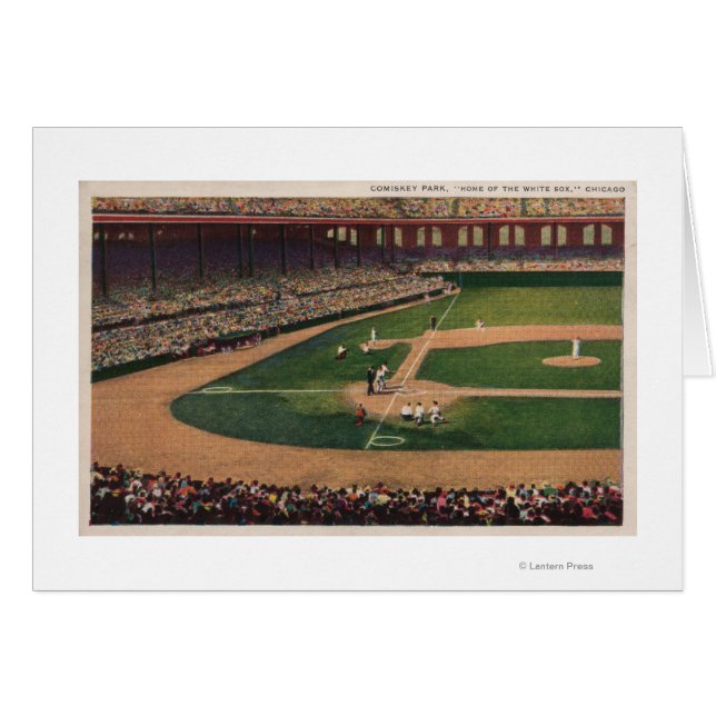 Chicago, IL - Comiskey Park, Home Plate, Basebal Hälsningskort (Framsidan Horizontal)