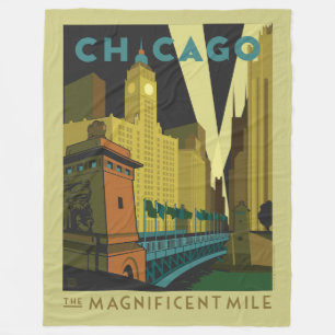 Chicago, IL - Den magnificent Mile Fleecefilt
