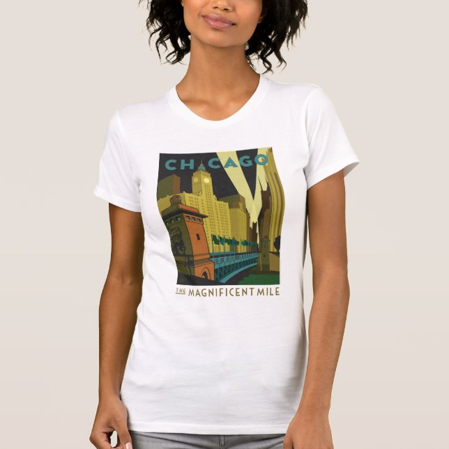 Chicago, IL - Den magnificent Mile Tee Shirt (Framsida)