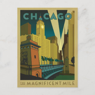 Chicago, IL - Den magnificent Mile Vykort