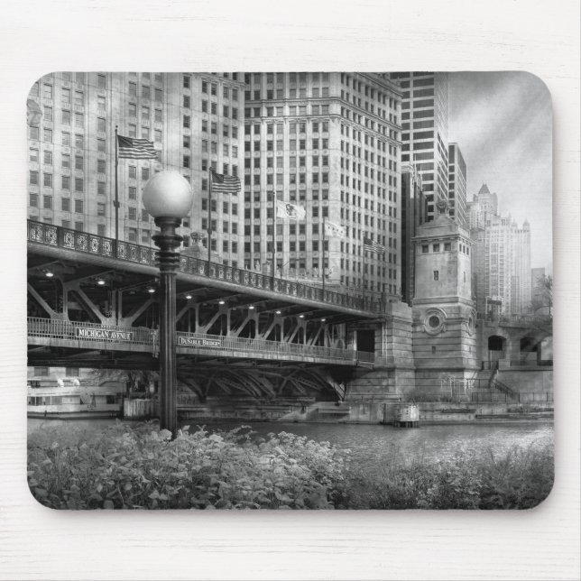 Chicago, IL - DuSable Bridge byggd 1920  - SV Musmatta (Framsidan)