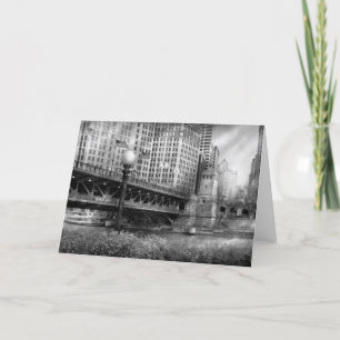 Chicago IL - DuSable Bridge byggde i 1920 - BW Kort