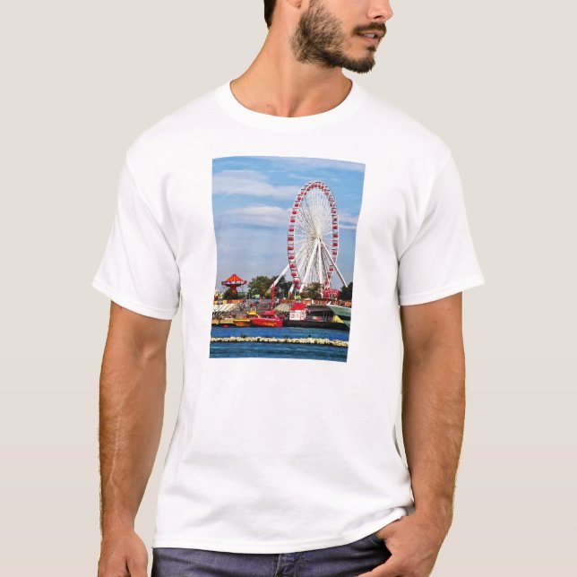 Chicago IL - Ferris Wheel vid Navy Pier T Shirt (Framsida)