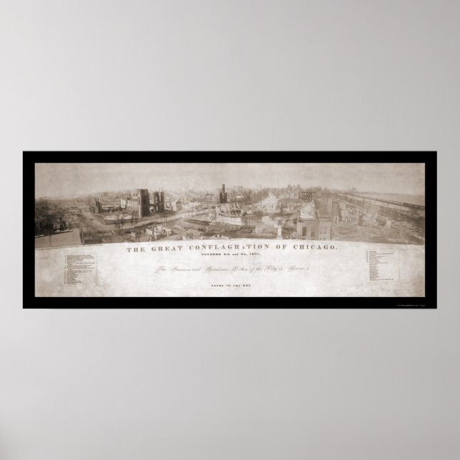 Chicago, IL Fire Photo 1871 Poster (Framsidan)