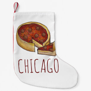 Chicago IL Illinois Deep Dish Pepperoni Pizza Paj Liten Julstrumpa