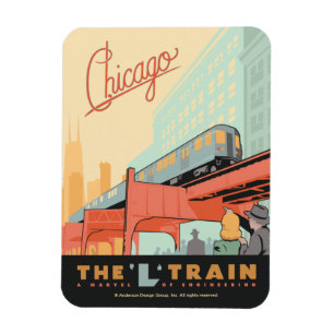 Chicago, IL - "L" Tåg Magnet