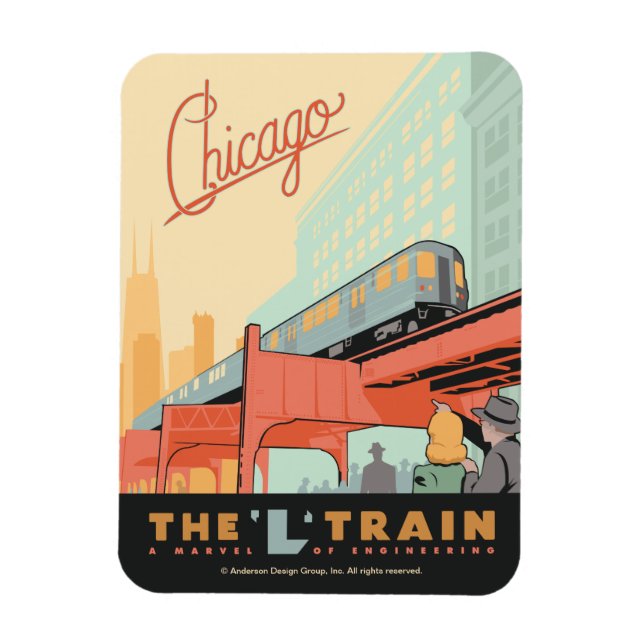 Chicago, IL - "L" Tåg Magnet (Vertikal)