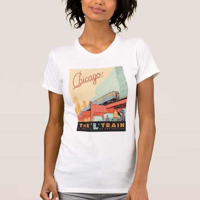 Chicago, IL - "L" Tåg T-shirt (Framsida)