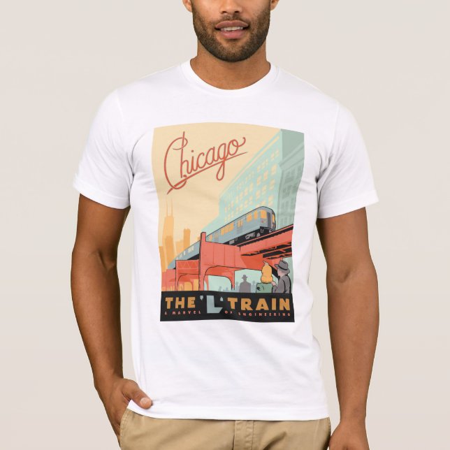 Chicago, IL - "L" Tåg T-shirt (Framsida)