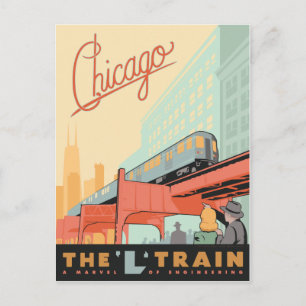 Chicago, IL - "L" Tåg Vykort