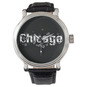 Chicago IL Mafia History Chef Gunshots Hål Sign Armbandsur